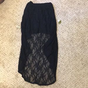 F21 Black high low lace skirt